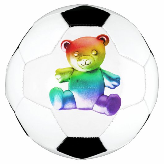 SlipperyJoe's brushed Metal Teddy Bär Regenbogensc Fußball (Vorderseite)