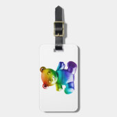 SlipperyJoe's brushed Metal Teddy Bär Regenbogensc Gepäckanhänger (Vorderseite vertikal)