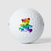 SlipperyJoe's brushed Metal Teddy Bär Regenbogensc Golfball (Vorderseite)