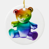 SlipperyJoe's brushed Metal Teddy Bär Regenbogensc Keramik Ornament (Hinten)