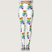 SlipperyJoe's brushed Metal Teddy Bär Regenbogensc Leggings (Vorderseite)