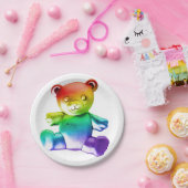 SlipperyJoe's brushed Metal Teddy Bär Regenbogensc Pappteller (Party)