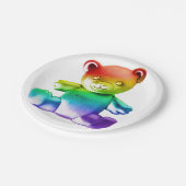 SlipperyJoe's brushed Metal Teddy Bär Regenbogensc Pappteller (Schrägansicht)