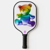SlipperyJoe's brushed Metal Teddy Bär Regenbogensc Pickleball Schläger (Rückseite)