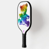 SlipperyJoe's brushed Metal Teddy Bär Regenbogensc Pickleball Schläger (Links)