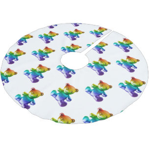 SlipperyJoe's brushed Metal Teddy Bär Regenbogensc Polyester Weihnachtsbaumdecke