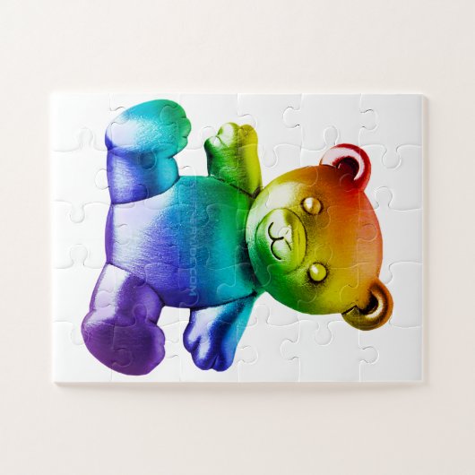 SlipperyJoe's brushed Metal Teddy Bär Regenbogensc Puzzle (Horizontal)