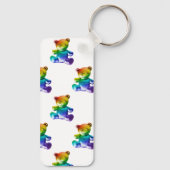 SlipperyJoe's brushed Metal Teddy Bär Regenbogensc Schlüsselanhänger (Rückseite)
