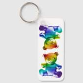 SlipperyJoe's brushed Metal Teddy Bär Regenbogensc Schlüsselanhänger (Vorderseite)