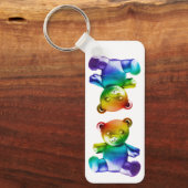 SlipperyJoe's brushed Metal Teddy Bär Regenbogensc Schlüsselanhänger (Vorderseite)