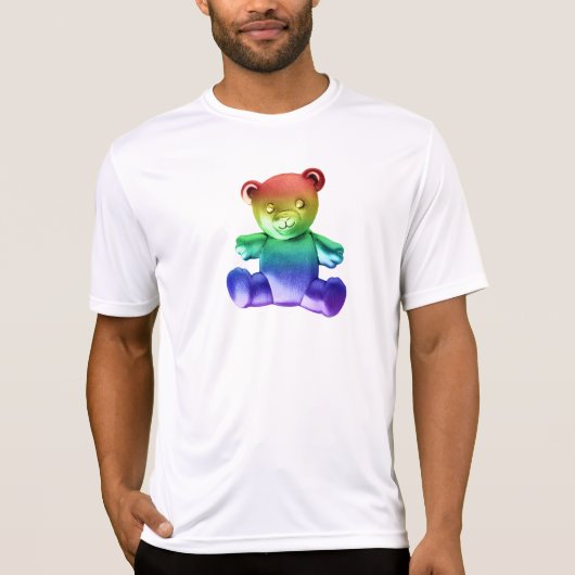 SlipperyJoe's brushed Metal Teddy Bär Regenbogensc T-Shirt (Vorderseite)