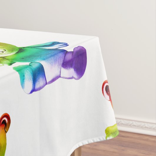 SlipperyJoe's brushed Metal Teddy Bär Regenbogensc Tischdecke (Beispiel)