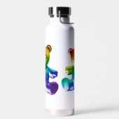 SlipperyJoe's brushed Metal Teddy Bär Regenbogensc Trinkflasche (Links)