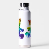 SlipperyJoe's brushed Metal Teddy Bär Regenbogensc Trinkflasche (Rechts)