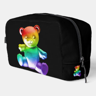 SlipperyJoe's brushed Metal Teddy Bär Regenbogensc Waschbeutel