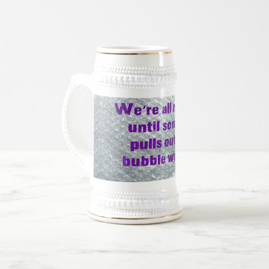 SlipperyJoe's Bubble Wrap popping lustiges Sprichw Bierglas (Vorderseite Links)