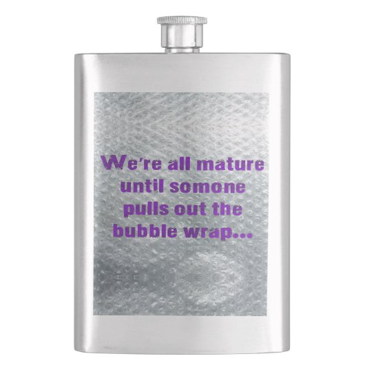 SlipperyJoe's Bubble Wrap popping lustiges Sprichw Flachmann (Vorderseite)