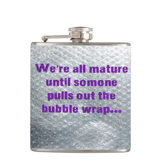SlipperyJoe's Bubble Wrap popping lustiges Sprichw Flachmann (Vorderseite)