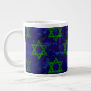 SlipperyJoe's Chanukka grüne Reihen Davidssterne c Jumbo-Tasse