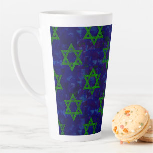 SlipperyJoe's Chanukka grüne Reihen Davidssterne c Milchtasse