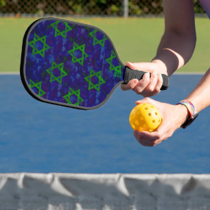 SlipperyJoe's Chanukka grüne Reihen Davidsterne c Pickleball Schläger