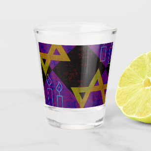 SlipperyJoe's Chanukka-themed Bild golden gelb Schnapsglas