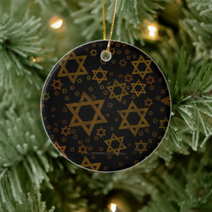 SlipperyJoe's Chanukka-themed Star David künstleri Keramik Ornament
