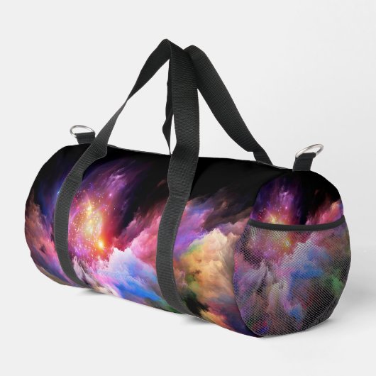 SlipperyJoe's Cloud-Artwork abstrakte, lebendige S Duffle Bag (Rechte Ecke)