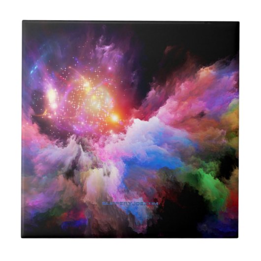 SlipperyJoe's Cloud-Artwork abstrakte, lebendige S Fliese (Vorderseite)