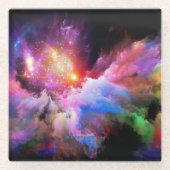 SlipperyJoe's Cloud-Artwork abstrakte, lebendige S Glasuntersetzer (Vorderseite)