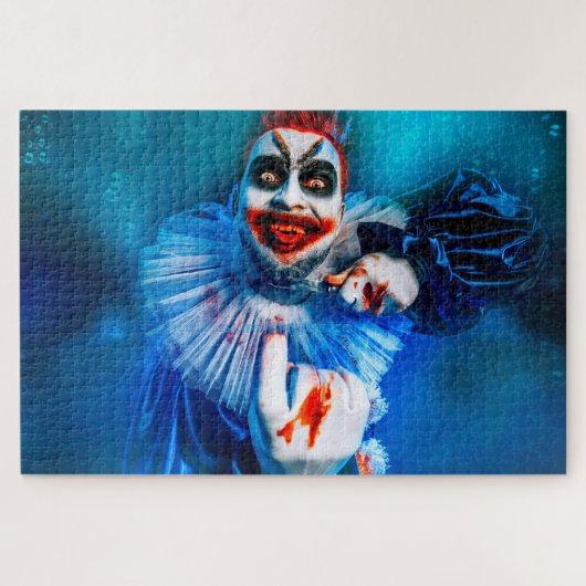 SlipperyJoe's Clown-Outfit Happy Halloween Blut k Puzzle (Horizontal)