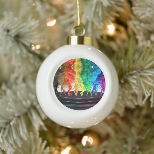 SlipperyJoe's Dancing Pride Shadows Gay-Geschenke Keramik Kugel-Ornament (Baum)