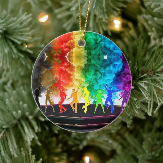 SlipperyJoe's Dancing Pride Shadows Gay-Geschenke  Keramik Ornament (Baum)