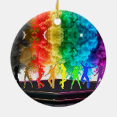 SlipperyJoe's Dancing Pride Shadows Gay-Geschenke Keramik Ornament (Hinten)