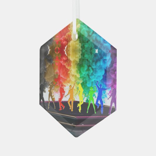SlipperyJoe's Dancing Pride Shadows Gay-Geschenke Ornament Aus Glas (Vorderseite Links)