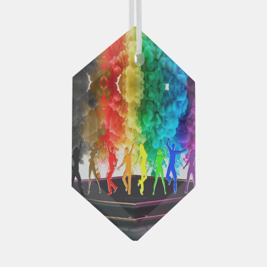 SlipperyJoe's Dancing Pride Shadows Gay-Geschenke Ornament Aus Glas (Vorderseite Rechts)