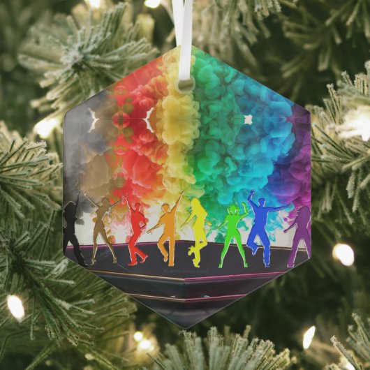 SlipperyJoe's Dancing Pride Shadows Gay-Geschenke Ornament Aus Glas (Insitu)