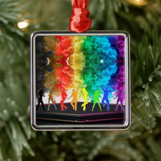 SlipperyJoe's Dancing Pride Shadows Gay-Geschenke  Ornament Aus Metall (Baum)