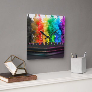 SlipperyJoe's Dancing Pride Shadows Gay-Geschenke Quadratische Wanduhr