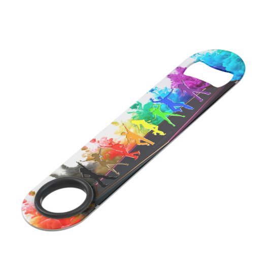 SlipperyJoe's Dancing Pride Shadows Gay-Geschenke  Speed Flaschenöffner (Vorderseite Schrägansicht)