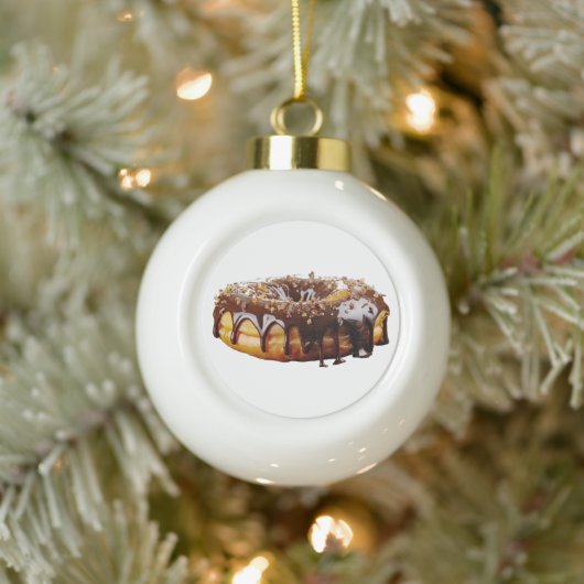 SlipperyJoe's decadent donut covered thick glossy Keramik Kugel-Ornament (Baum)