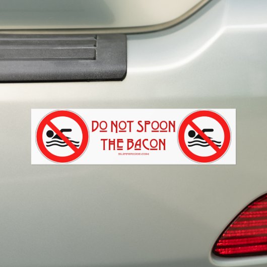 SlipperyJoe's Don't Spoon Bacon rote Warnung Mann Autoaufkleber (Auf Auto)