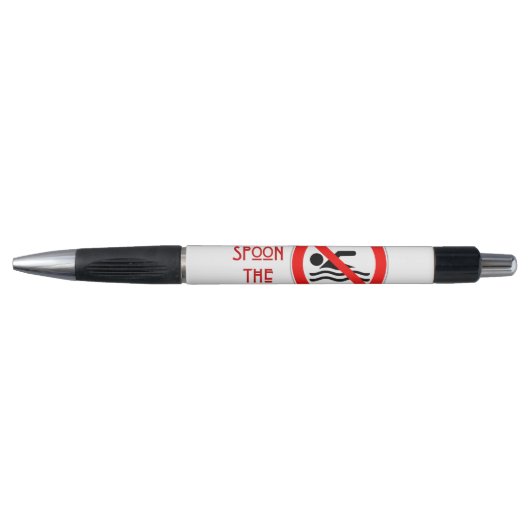 SlipperyJoe's Don't Spoon Bacon rote Warnung Mann Kugelschreiber (Vorderseite)