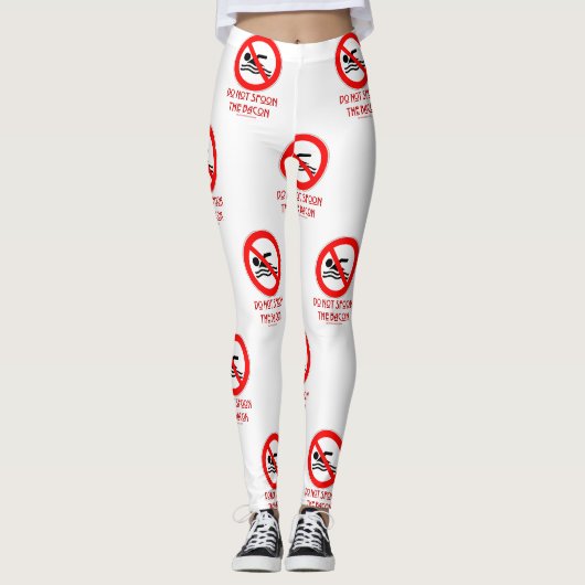 SlipperyJoe's Don't Spoon Bacon rote Warnung Mann Leggings (Vorderseite)
