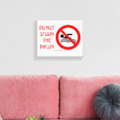 SlipperyJoe's Don't Spoon Bacon rote Warnung Mann Leinwanddruck (Insitu (Wohnzimmer))