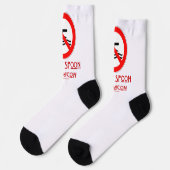 SlipperyJoe's Don't Spoon Bacon rote Warnung Mann Socken (Linkes Detail)