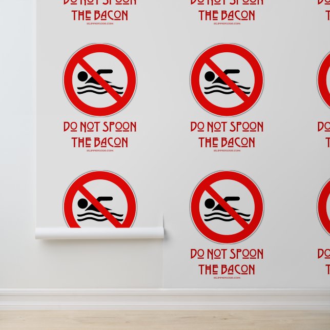SlipperyJoe's Don't Spoon Bacon rote Warnung Mann Tapete (Anwendung)