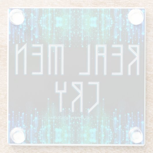 SlipperyJoe's echte Männer weinen Tränen schwarz b Glasuntersetzer (Rückseite)