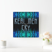 SlipperyJoe's echte Männer weinen Tränen schwarz b Quadratische Wanduhr (Zuhause)