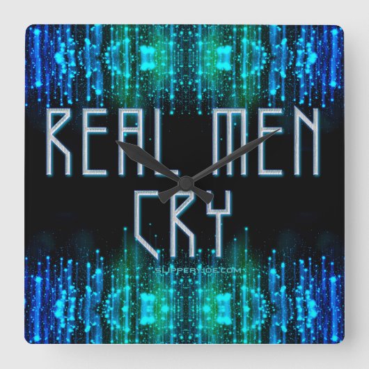 SlipperyJoe's echte Männer weinen Tränen schwarz b Quadratische Wanduhr (Vorderseite)